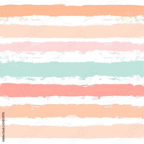 Hand drawn striped pattern, pink, orange and green girly stripe seamless background, childish pastel brush strokes. vector grunge stripes, cute baby paintbrush line backdrop