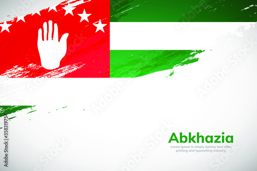 Brush painted grunge flag of Abkhazia country. Hand drawn flag style of Abkhazia. Classic brush stroke concept background