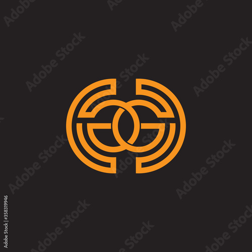 letter gg stripes geometric line round design symbol vector