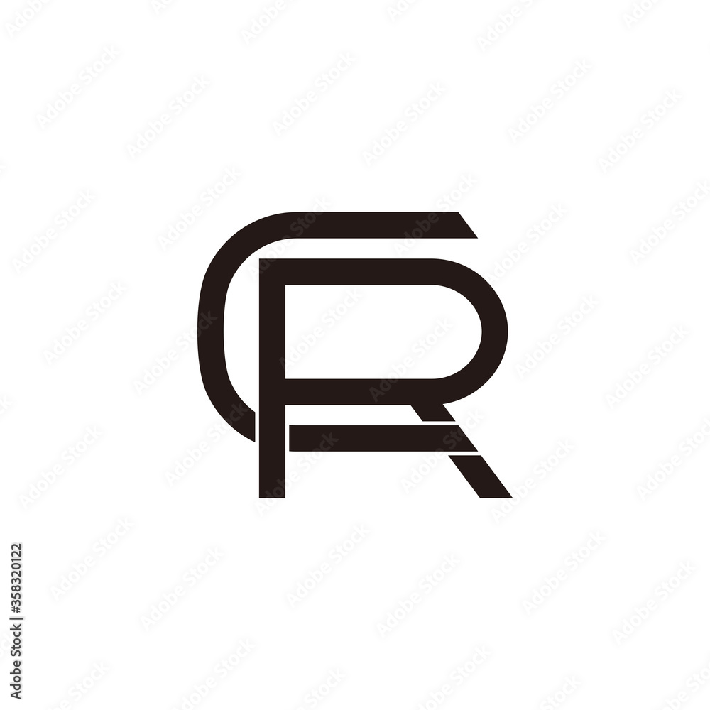 letter cr linked geometric line logo vector letter cr linked geometric line logo vector
