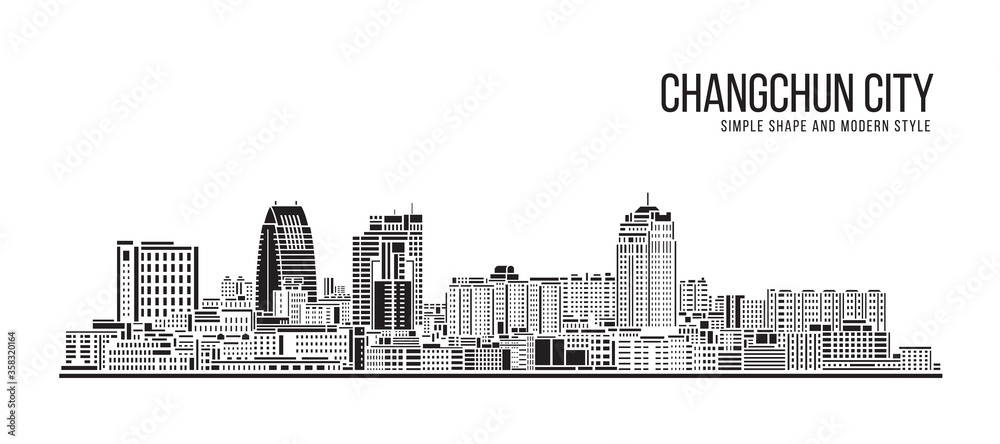 Cityscape Building Abstract Simple shape and modern style art Vector design -  Changchun city