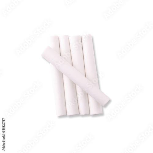 White chalk isolated on a white background.