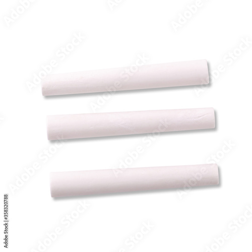 White chalk isolated on a white background.