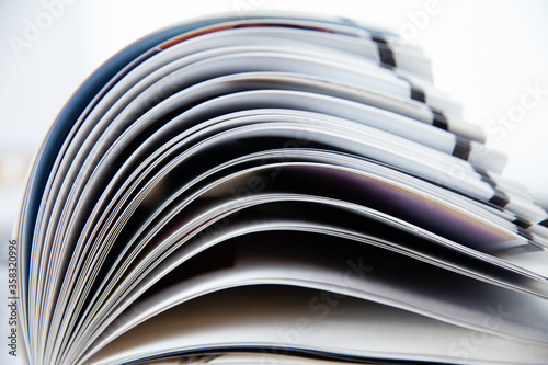 Background of an open book with bending pages
