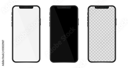 Realistic smartphone with a blank screen. White and black. Vector illustration
