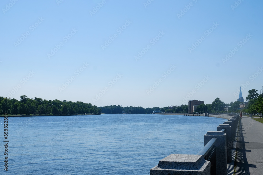 
city ​​landscape with a view of the river and embankment in Russia