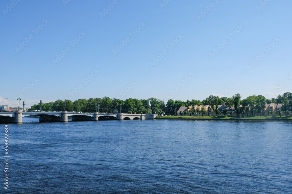 
cityscape with river and bridge view