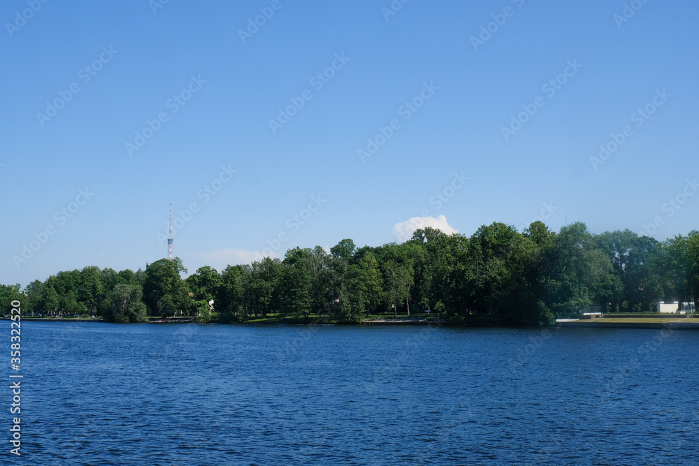 city ​​landscape with river and trees in Russia