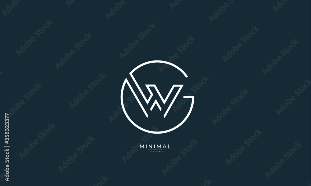 Alphabet letter icon logo GW or WG Alphabet letter icon logo GW or WG