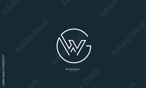 Alphabet letter icon logo GW or WG