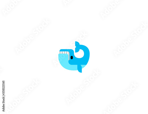 Whale vector flat icon. Isolated blue whale emoji illustration 