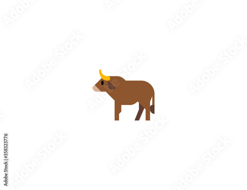 Ox vector flat icon. Ox, Bull, Oxen, Steer. Isolated bull emoji illustration 