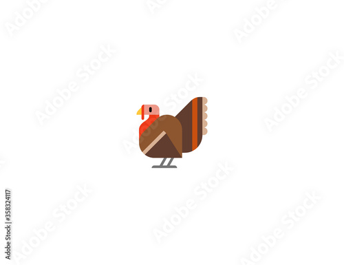 Turkey vector flat icon. Isolated wild colorful turkey emoji illustration 