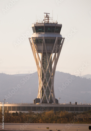 view of the control tower of El Prat airport in Barcelona. Catalonia photo