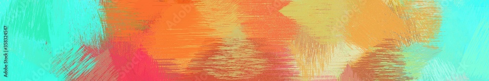 Obraz premium wide landscape graphic with abstract brush strokes background with peru, turquoise and aqua marine. can be used for wallpaper, cards, poster or banner