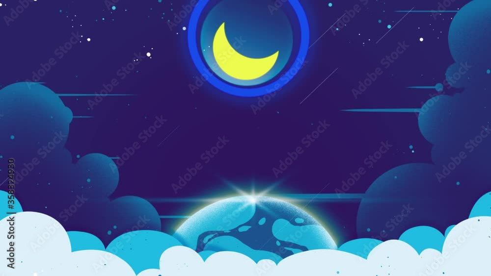 Smealess lopp background with globe and moon for earth hour or earth day Smealess lopp background with globe and moon for earth hour or earth day