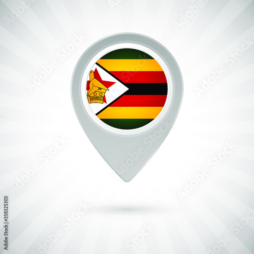 Free Download Shiny map pin with flag of Zimbabwe country. Abstract map marker with flag over classic background - GFXLoad