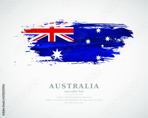 Happy national day of Australia with artistic watercolor country flag background