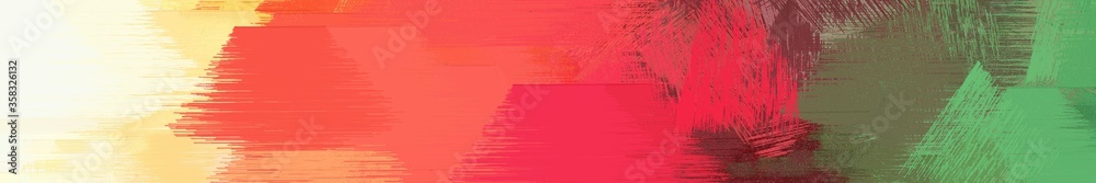 Obraz premium wide landscape graphic with artistic brush strokes background with tea green, tomato and pastel brown. can be used for wallpaper, cards, poster or banner