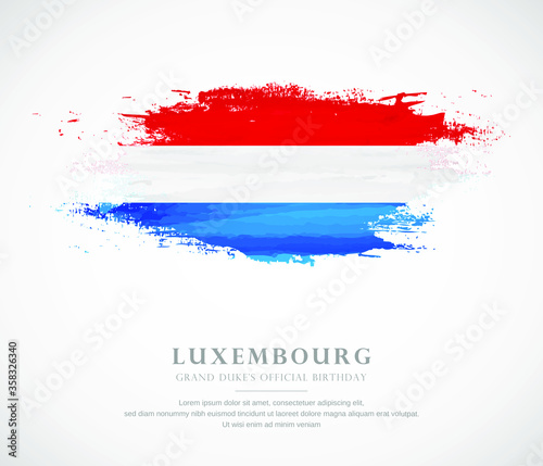 Abstract watercolor brush stroke flag for national day of Luxembourg