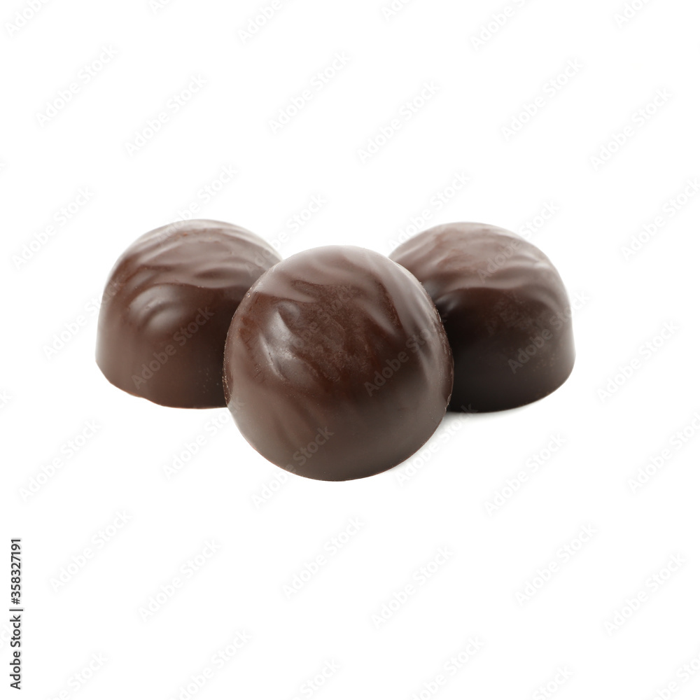 Tasty chocolate candies isolated on white background Tasty chocolate candies isolated on white background