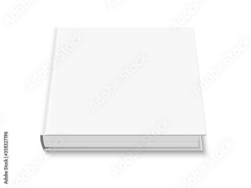 Closed white square hardcover book mockup isolated