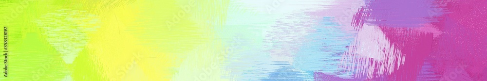 wide landscape graphic with abstract brush strokes background decoration with light gray, medium orchid and green yellow. can be used for wallpaper, cards, poster or banner