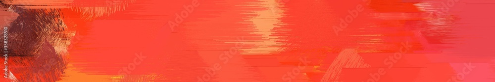 wide landscape graphic with colorful brush strokes background with tomato, dark red and coral. can be used for background, canvas or poster