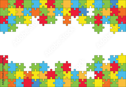 Pieces of colorful puzzles (mosaic) in disassembled form. Team, connection, merge.