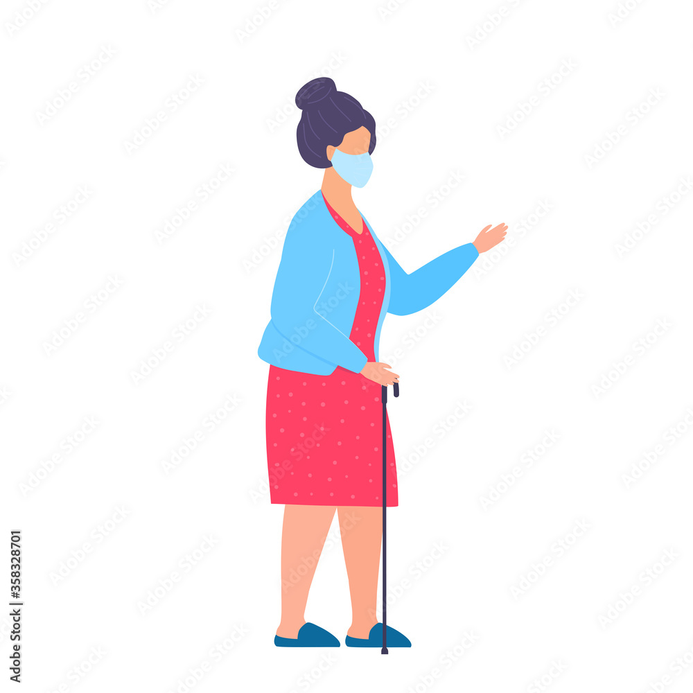 An old woman. Grandma with a walking stick An old woman. Grandma with a walking stick