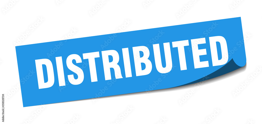 distributed sticker. distributed square isolated sign. distributed label