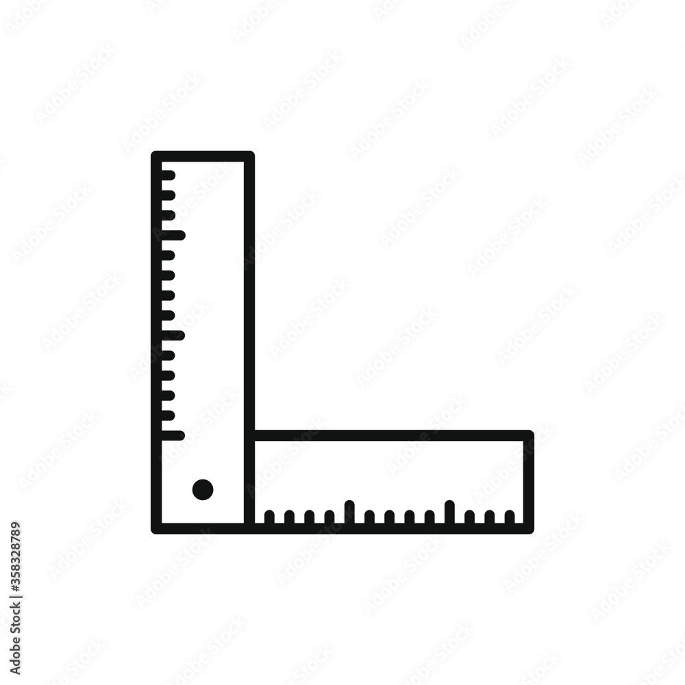 Holding ruler icon with outline style design