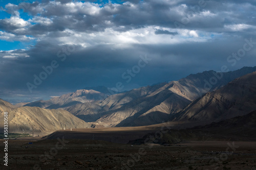 Mountain landscape with blue sky in Ladakh  India