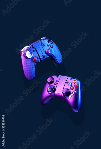 Levitation of two controller joysticks.