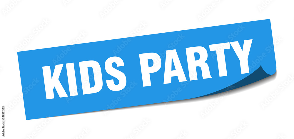 kids party sticker. kids party square isolated sign. kids party label kids party sticker. kids party square isolated sign. kids party label