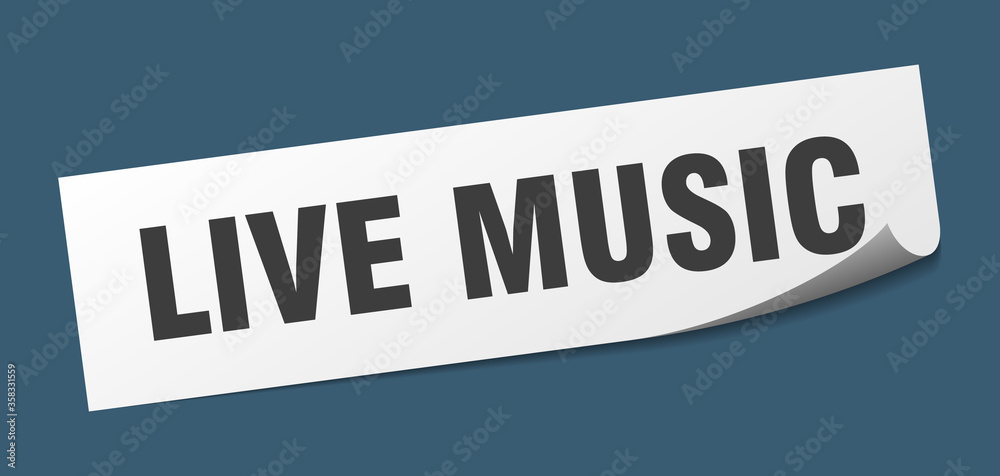 live music sticker. live music square isolated sign. live music label