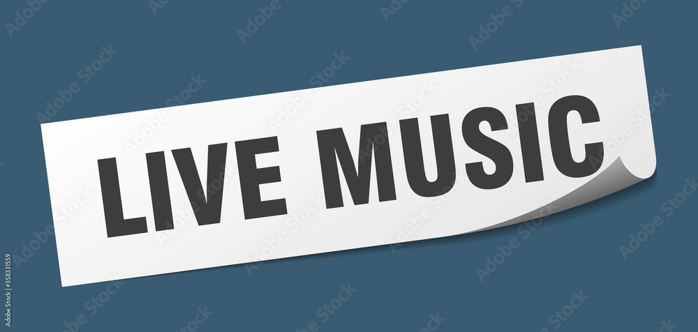 live music sticker. live music square isolated sign. live music label live music sticker. live music square isolated sign. live music label