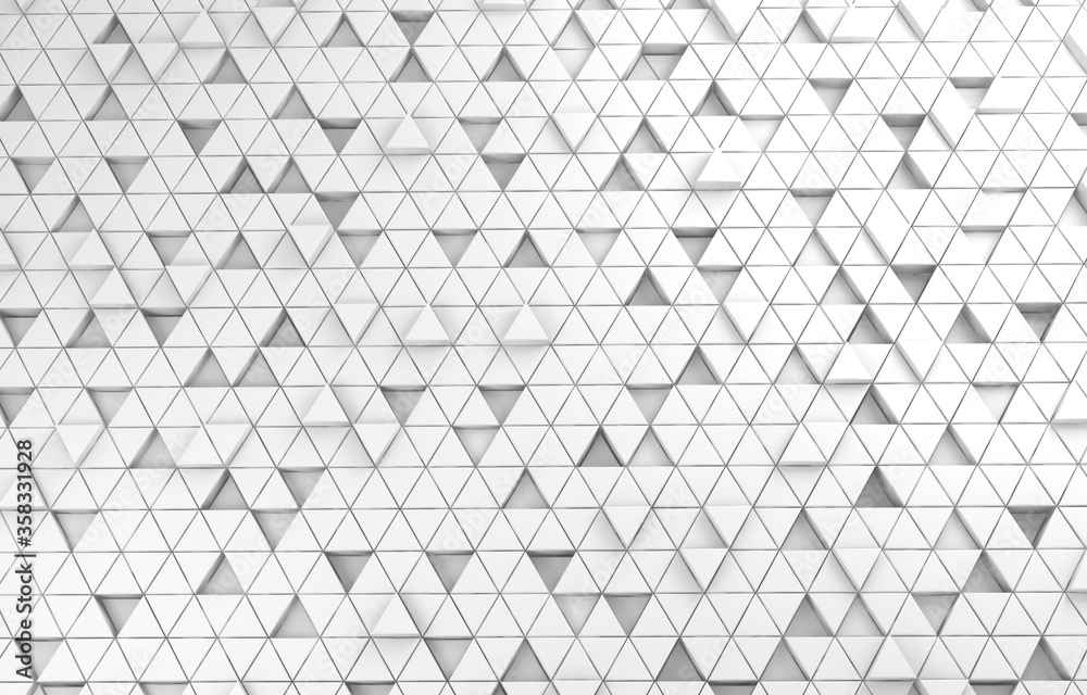 Fototapeta premium White triangular abstract background. Modern grunge triangle surface. 3d Rendering grid structure.