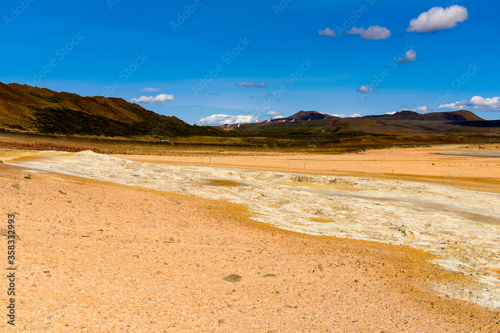 Namafjall, a high-temperature geothermal area with fumaroles and mud pots in Iceland Namafjall, a high-temperature geothermal area with fumaroles and mud pots in Iceland
