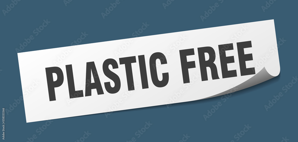 plastic free sticker. plastic free square isolated sign. plastic free label