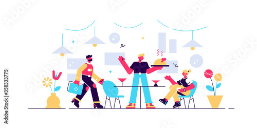 Restaurant vector illustration. Flat tiny 