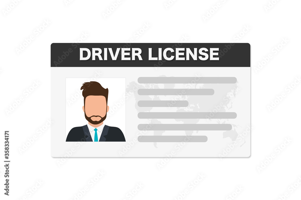 Flat man driver license plastic card template, id card vector illustration Flat man driver license plastic card template, id card vector illustration