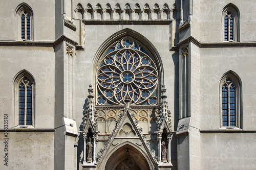 Vrsac, Serbia - June 04, 2020: A magnificent Roman – catholic cathedral dedicated to St Gerhard (serbian: Crkva Svetog Gerharda) was built in 1863.  photo