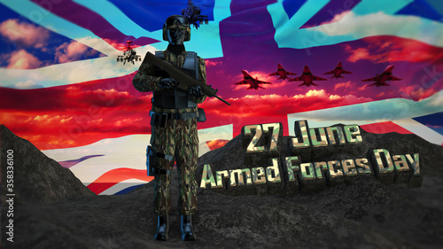 3d illustration United Kingdom 27 june Armed Forces Day