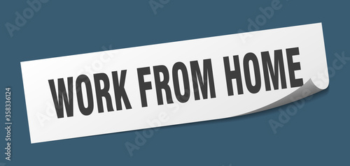 work from home sticker. work from home square isolated sign. work from home label