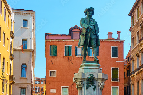 Monument in honour of Carlo Goldoni in Venice photo