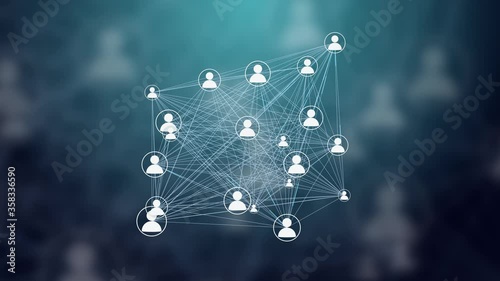 Users Connected in a Decentralized Network, P2P Technology. Concept for Peer to Peer Connections such as Cloud Computing, Storage, Smart Contracts, File Sharing.