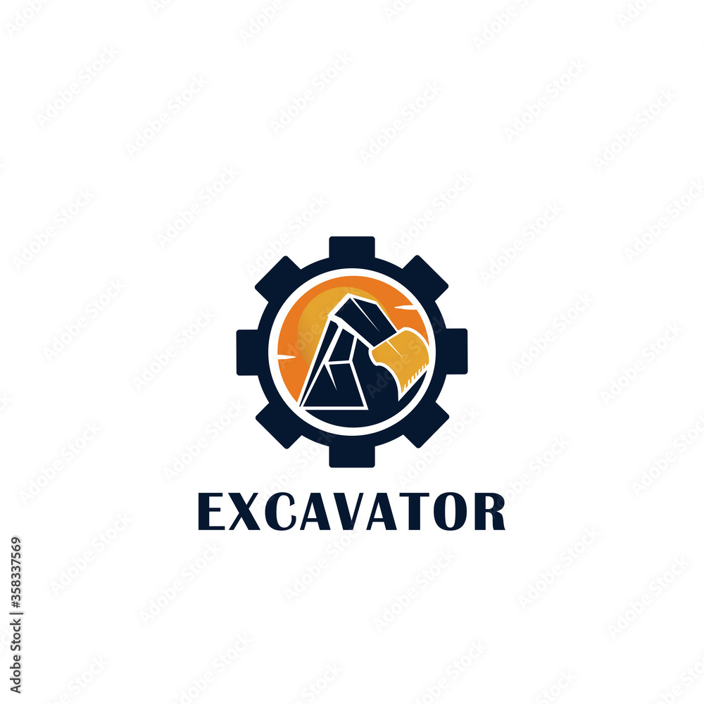 Excavator heavy equipment template vector for construction company. Excavator silhouette template vector.Creative excavator illustration for designs template. Excavator logo on a white background Excavator heavy equipment template vector for construction company. Excavator silhouette template vector.Creative excavator illustration for designs template. Excavator logo on a white background