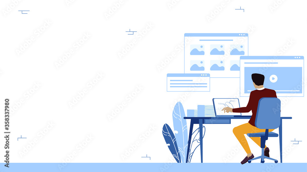 Open window of application on background. Illustration for web. White background, free space for text