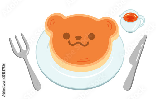クマの形をした可愛いホットケーキ
